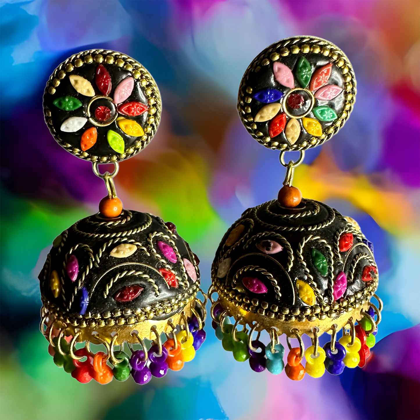 Vintage Indian Boho Jhumka Earrings Set