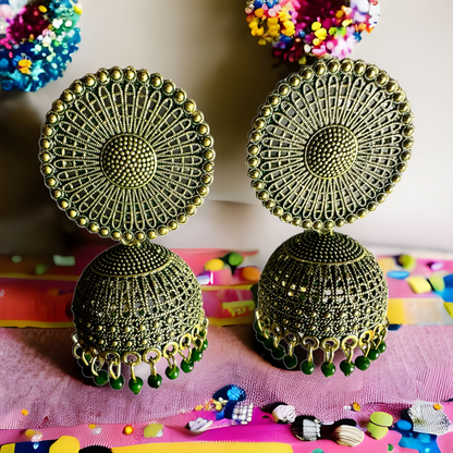 Vintage Indian Boho Jhumka Earrings Set