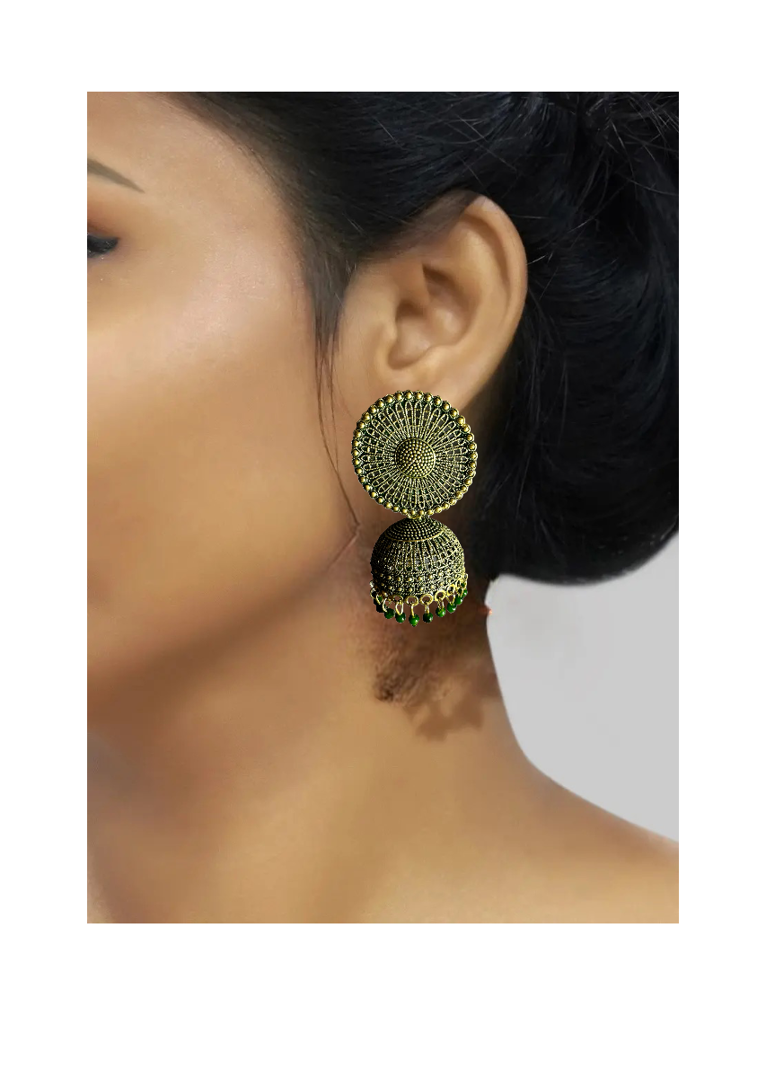 Vintage Indian Boho Jhumka Earrings Set