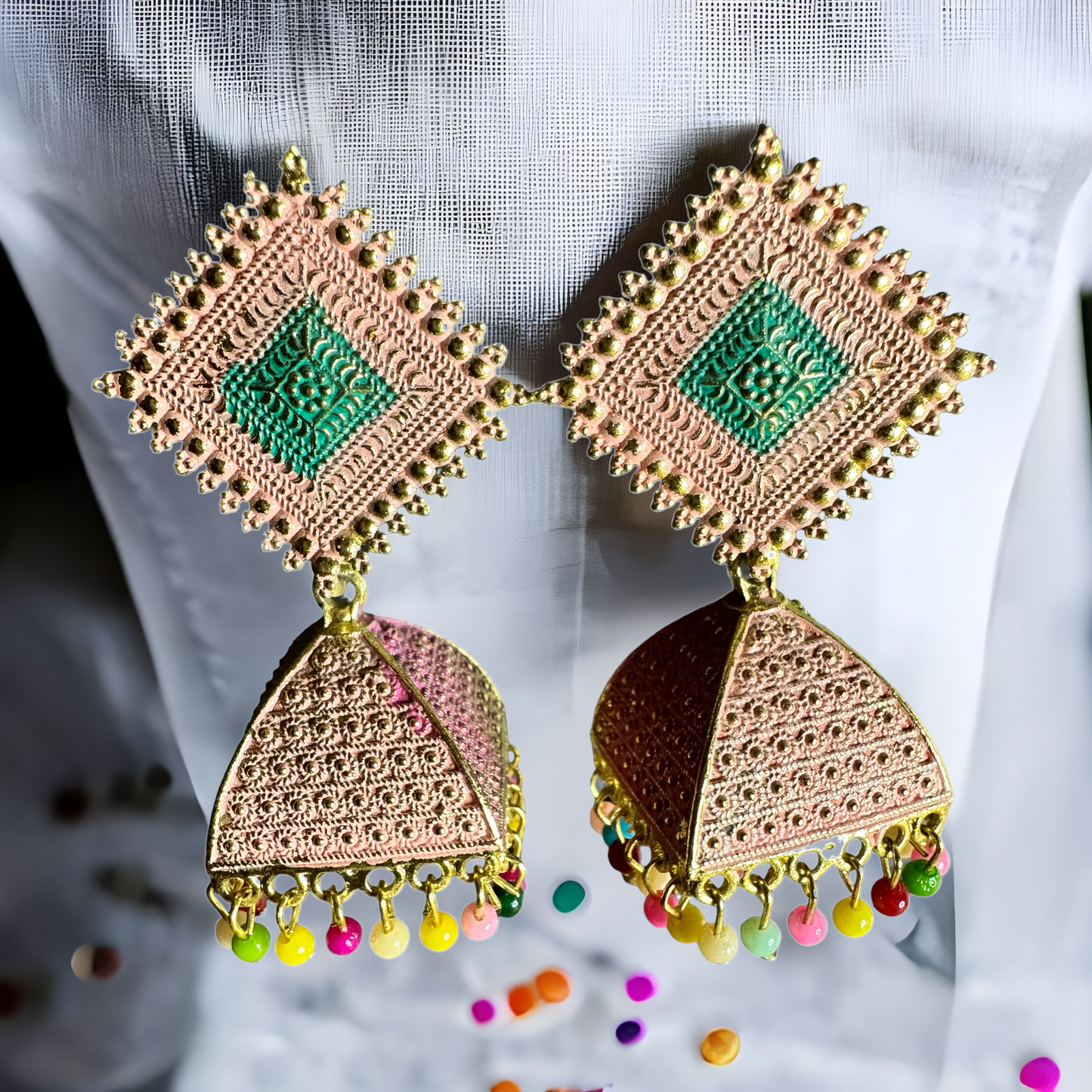 Vintage Indian Boho Jhumka Earrings Set